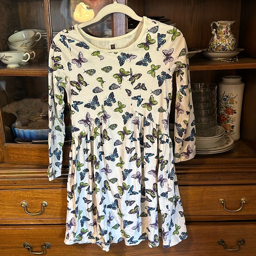 Tea Collection Butterfly Print Long sleeve Jersey Dress Size 12